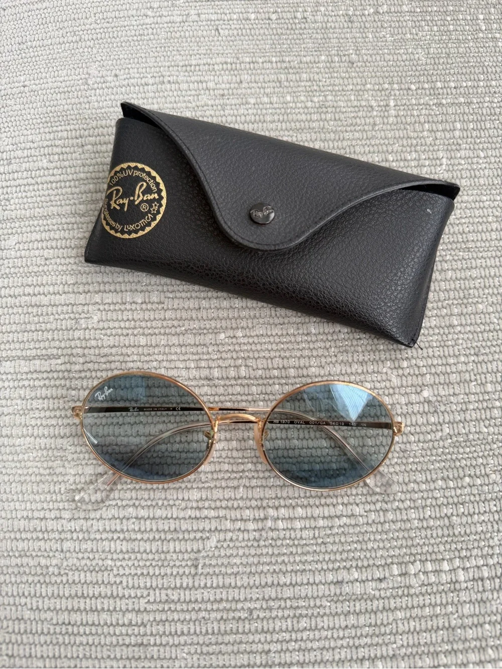 Ray-Ban Oval RB1970 001/GA 54 Arista Clear Gradient Blue Gold Frame Sunglasses